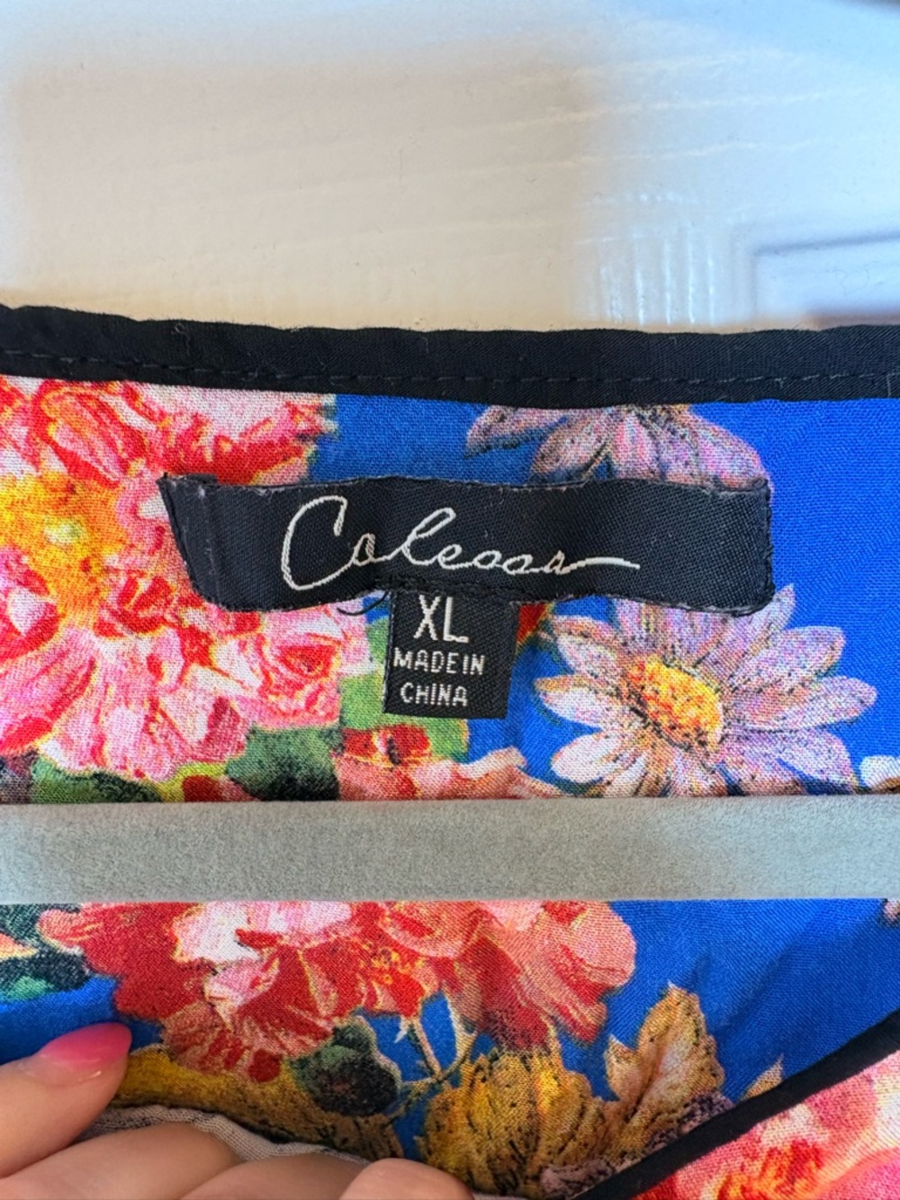 Calessa Floral High Low Blouse Blue Black Boho Artwear Statement XL - Picture 4 of 6
